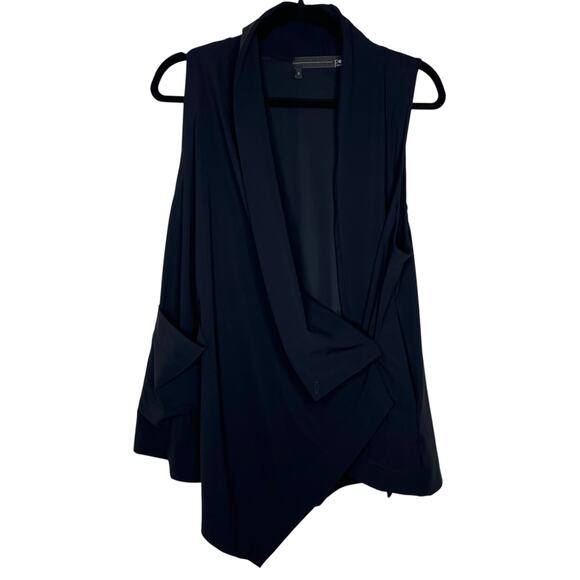 Porto Jackets & Blazers - Porto San Francisco Women Vest 0 XS Navy Blue Asymmetric Draped Lagenlook